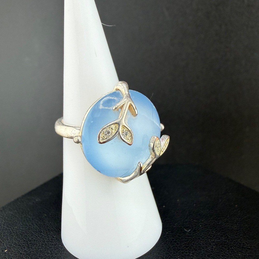 Vintage‎ Lucite Cocktail Ring Silver Tone Size 6